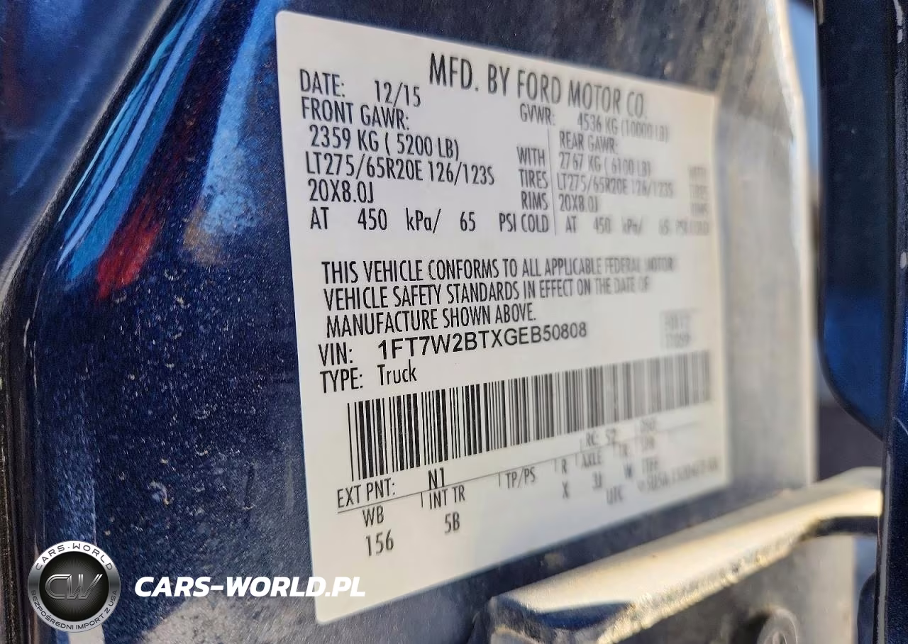 2016 Ford F250 Super Duty VIN:1FT7W2BTXGEB50808 - 12