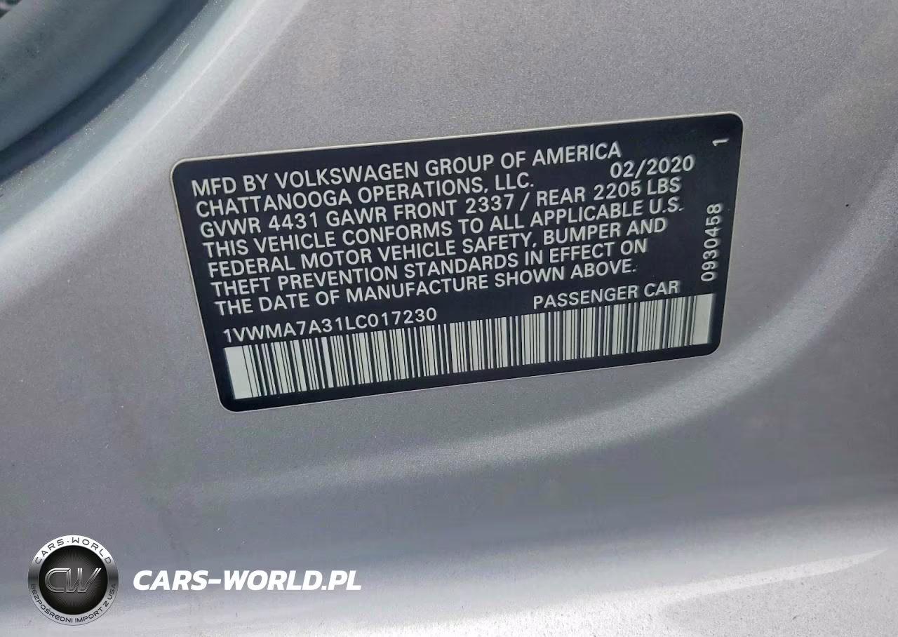 2020 Volkswagen Passat R-Line VIN:1VWMA7A31LC017230 - 13