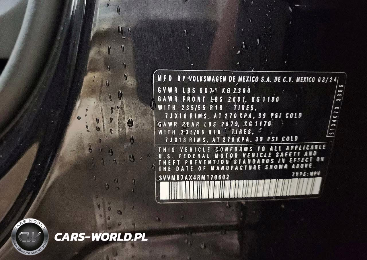 2024 Volkswagen Tiguan Se VIN:3VVMB7AX4RM170602 - 13