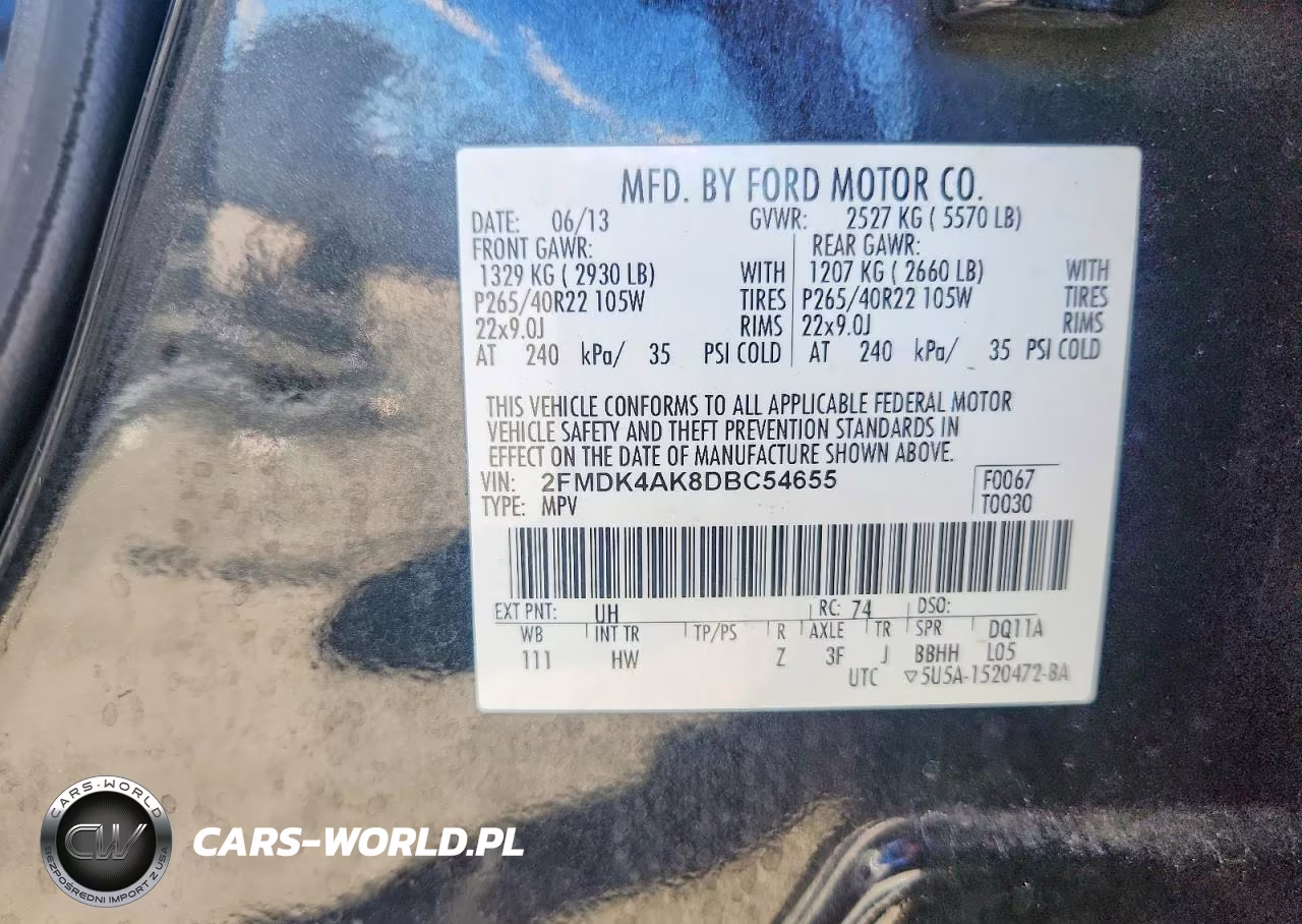 2013 Ford Edge Sport VIN:2FMDK4AK8DBC54655 - 13