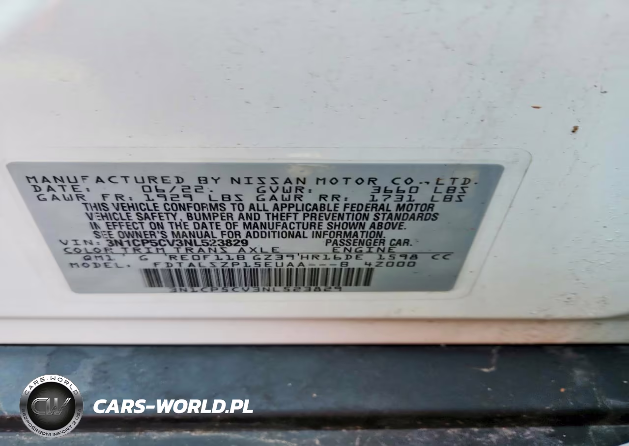 2022 Nissan Kicks Sv VIN:3N1CP5CV3NL523829 - 13