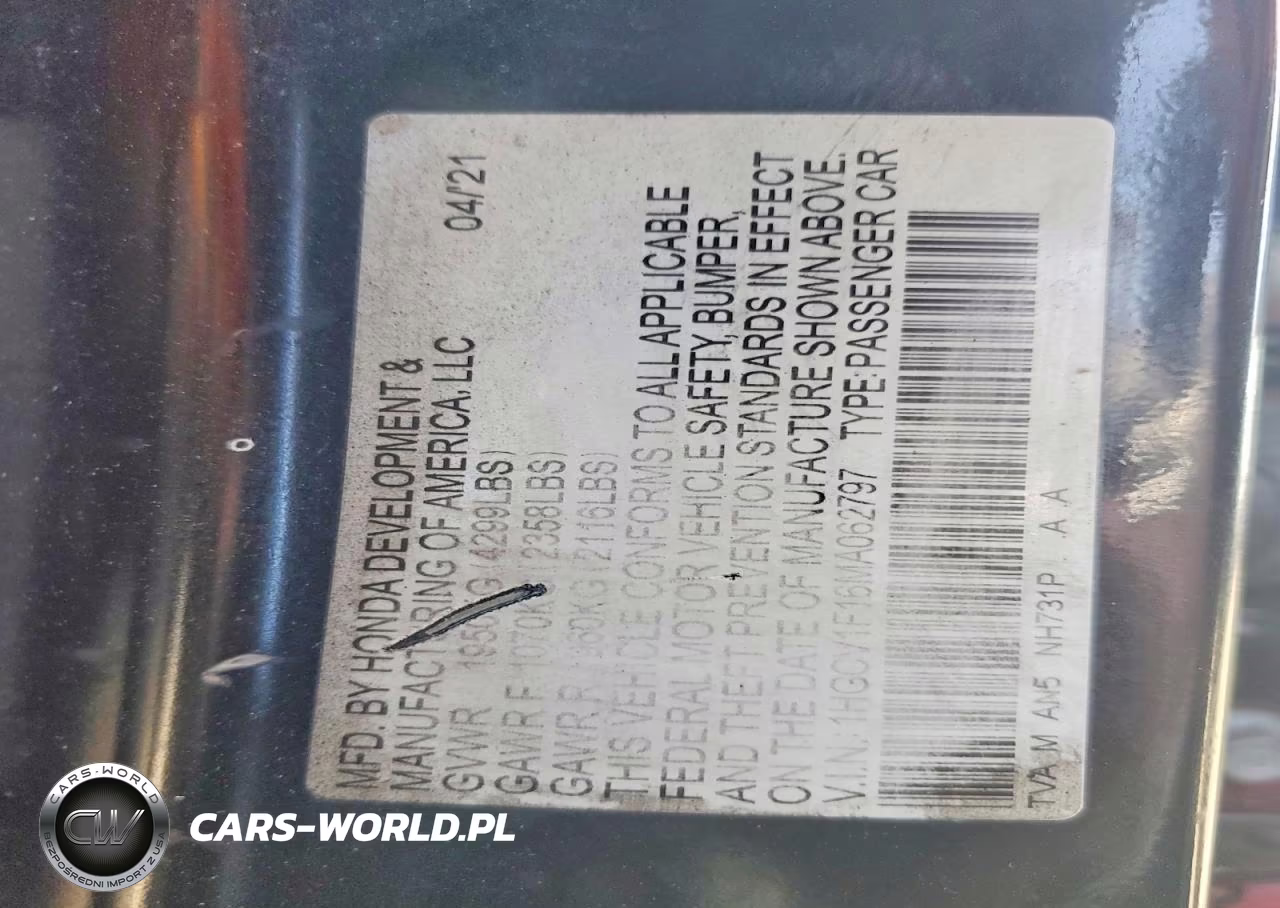 2021 Honda Accord Lx VIN:1HGCV1F16MA062797 - 12