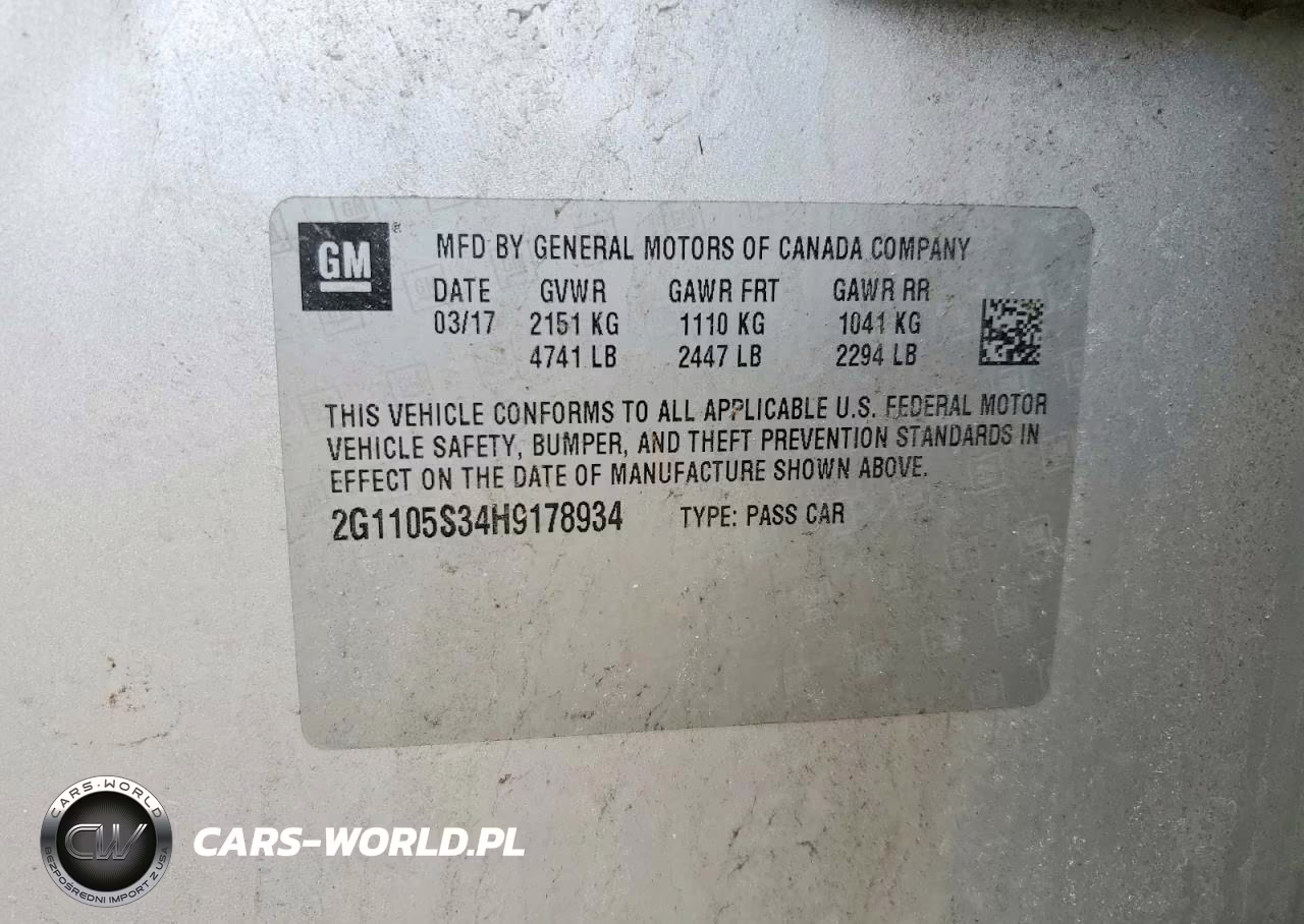 2017 Chevrolet Impala Lt VIN:2G1105S34H9178934 - 12