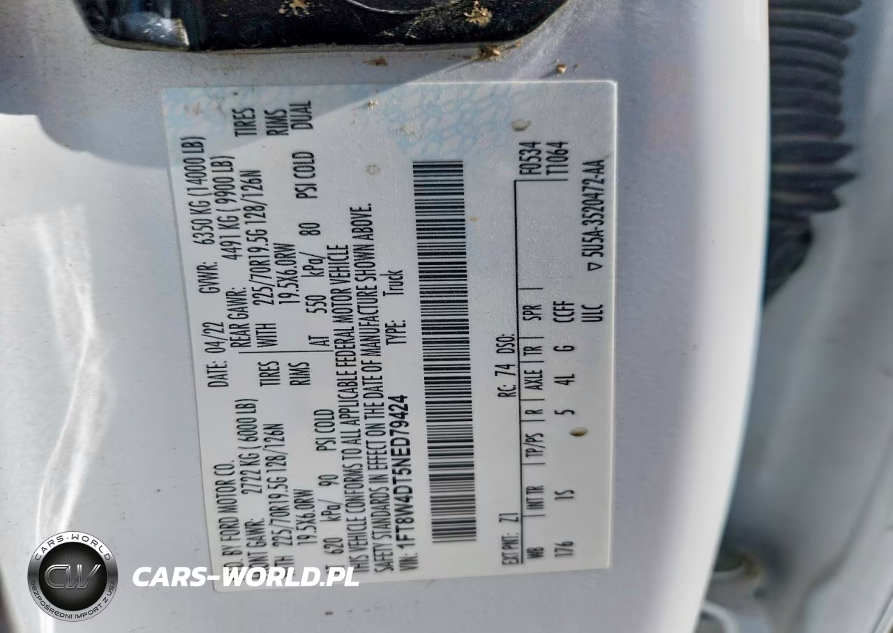 2022 Ford 8 Foot VIN:1FT8W4DT5NED79424 - 12