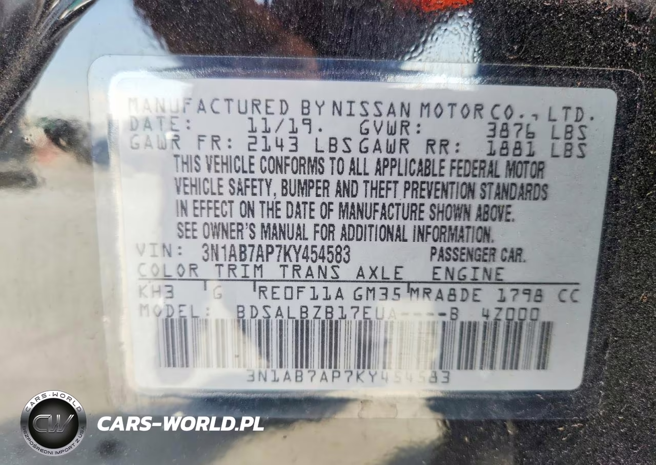 2019 Nissan Sentra S VIN:3N1AB7AP7KY454583 - 12