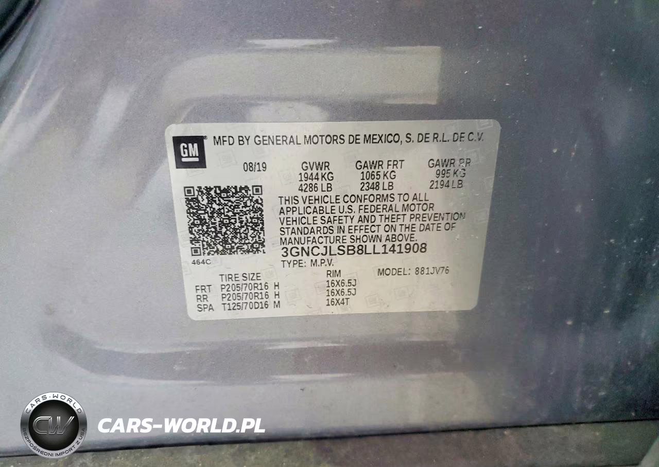 2020 Chevrolet Trax 1Lt VIN:3GNCJLSB8LL141908 - 13