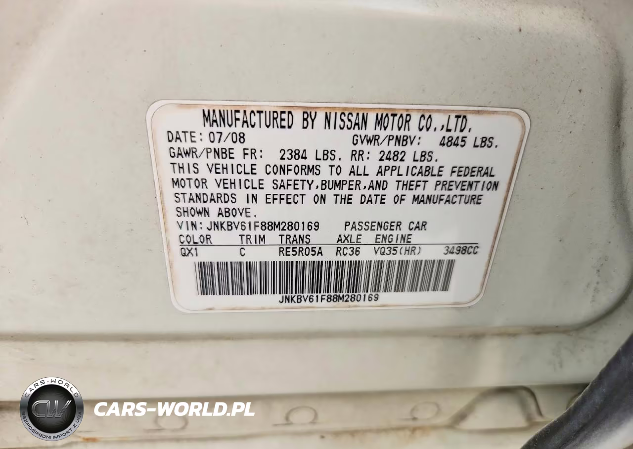 2008 Infiniti G35 X VIN:JNKBV61F88M280169 - 12