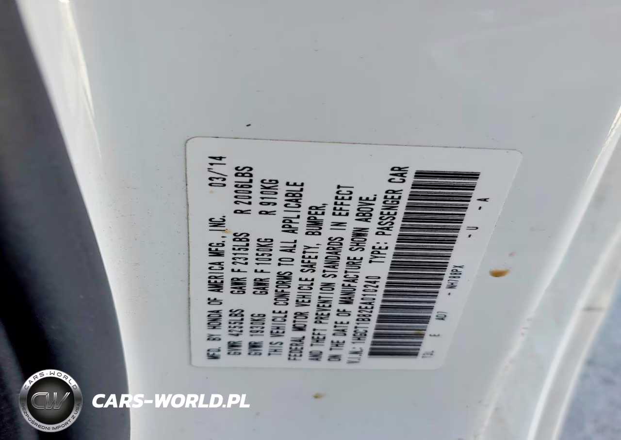 2014 Honda Accord Exl VIN:1HGCT1B82EA010240 - 12