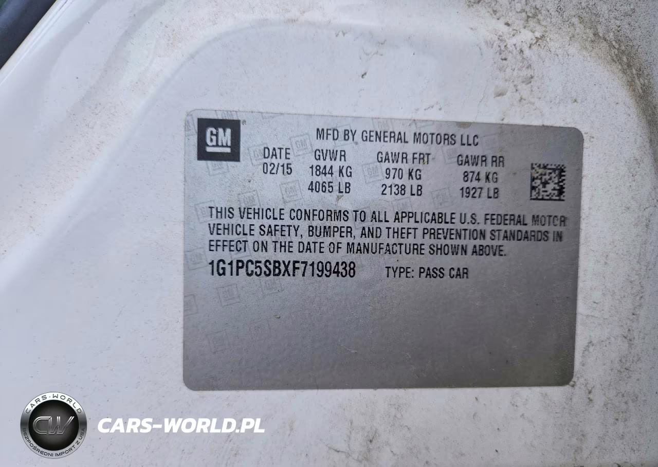 2015 Chevrolet Cruze Lt VIN:1G1PC5SBXF7199438 - 12
