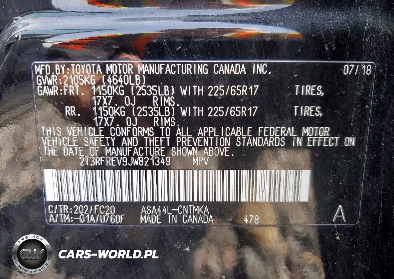 2018 Toyota Rav4 Xle VIN:2T3RFREV9JW821349 - 13