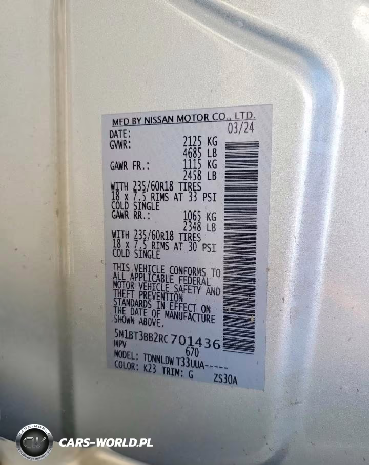 2024 Nissan Rogue Sv VIN:5N1BT3BB2RC701436 - 13