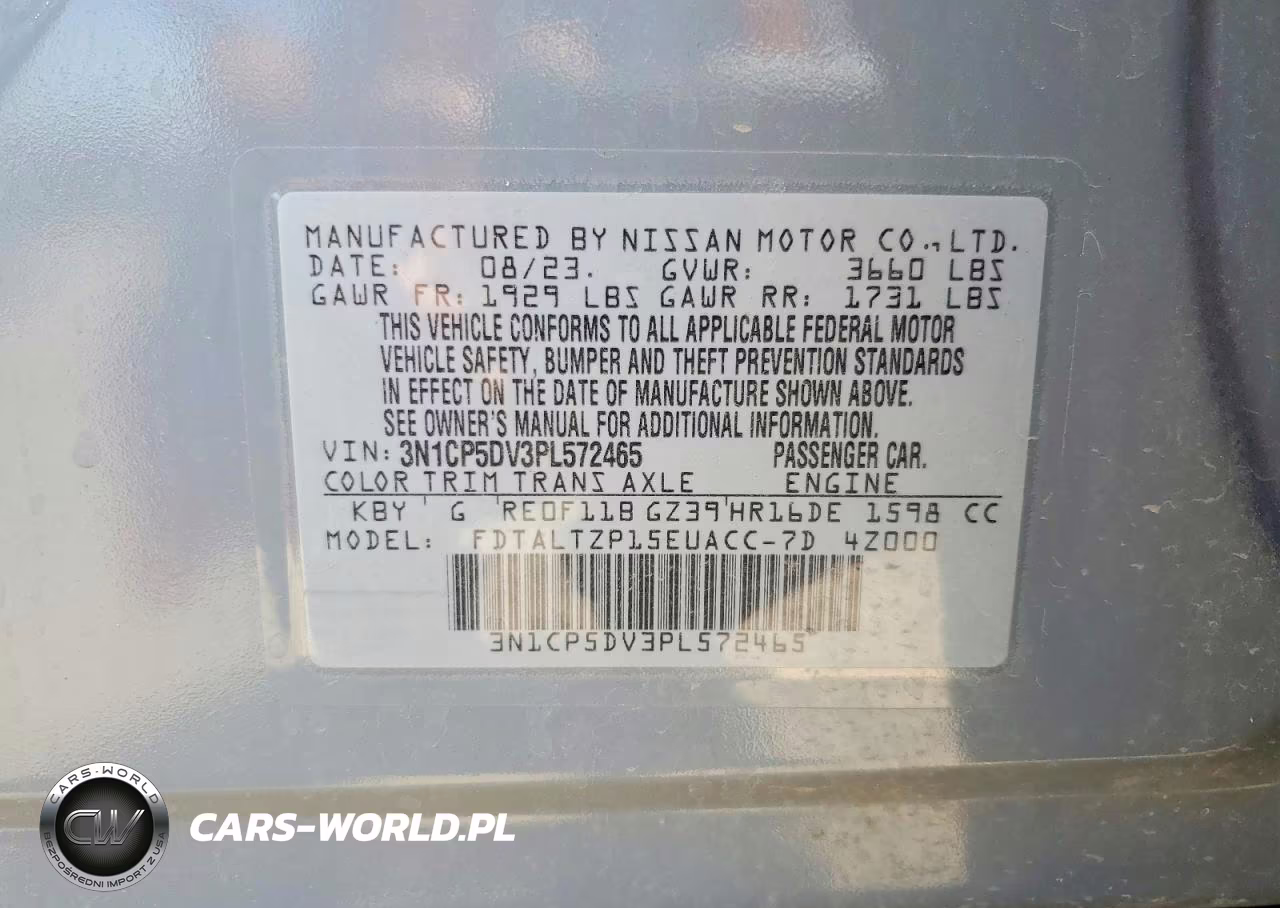 2023 Nissan Kicks Sr VIN:3N1CP5DV3PL572465 - 12