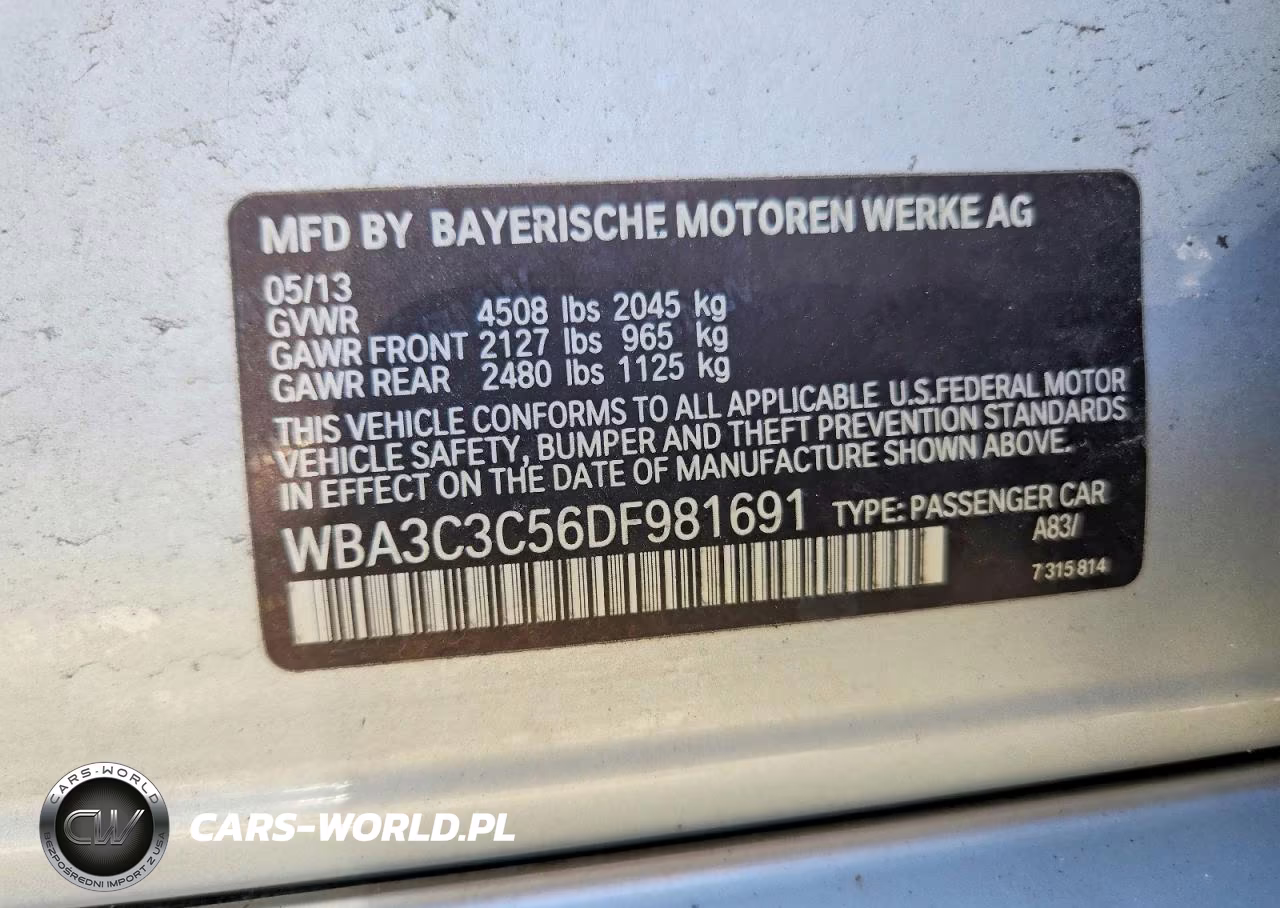 2013 BMW 320 I xDrive VIN:WBA3C3C56DF981691 - 12