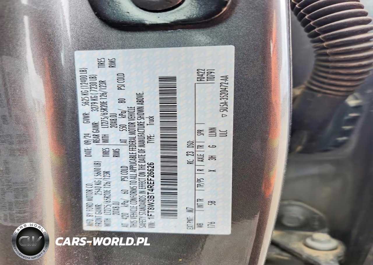 2024 Ford F350 Super Duty VIN:1FT8W3BT4REF26626 - 12