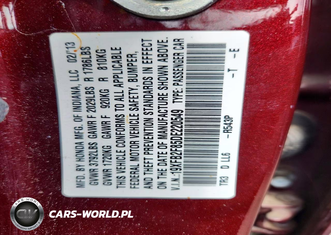 2013 Honda Civic Ex VIN:19XFB2F85DE220549 - 12