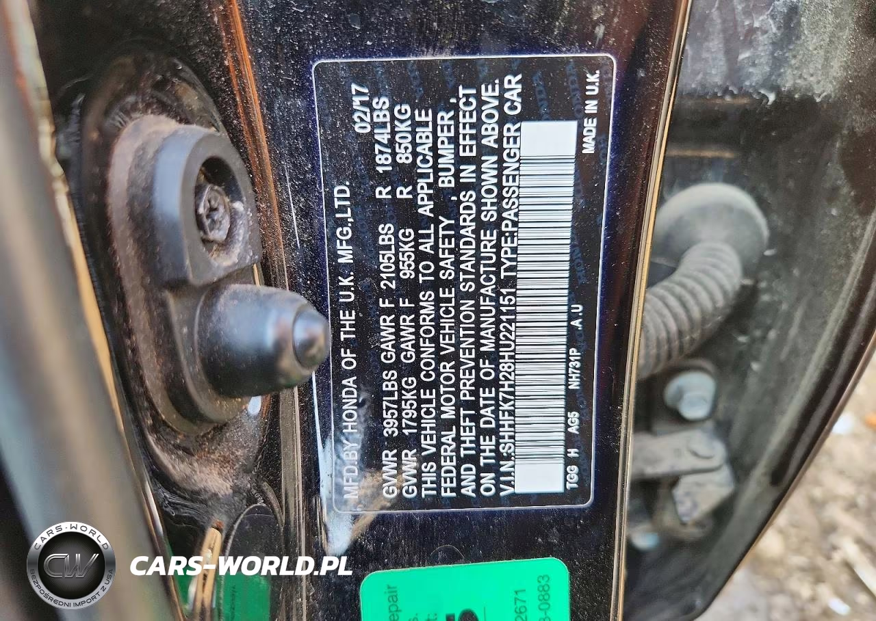 2017 Honda Civic Lx VIN:SHHFK7H28HU221151 - 12