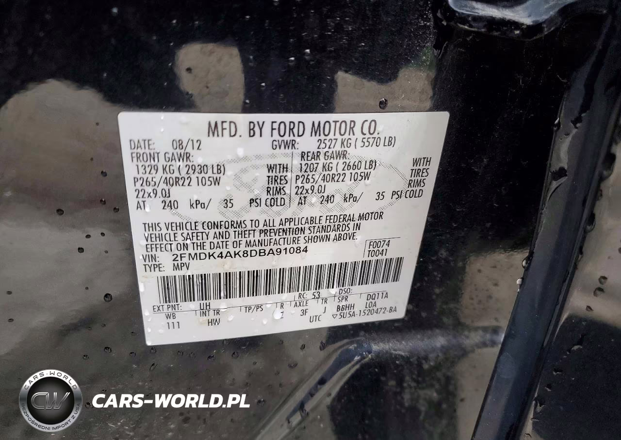 2013 Ford Edge Sport VIN:2FMDK4AK8DBA91084 - 13