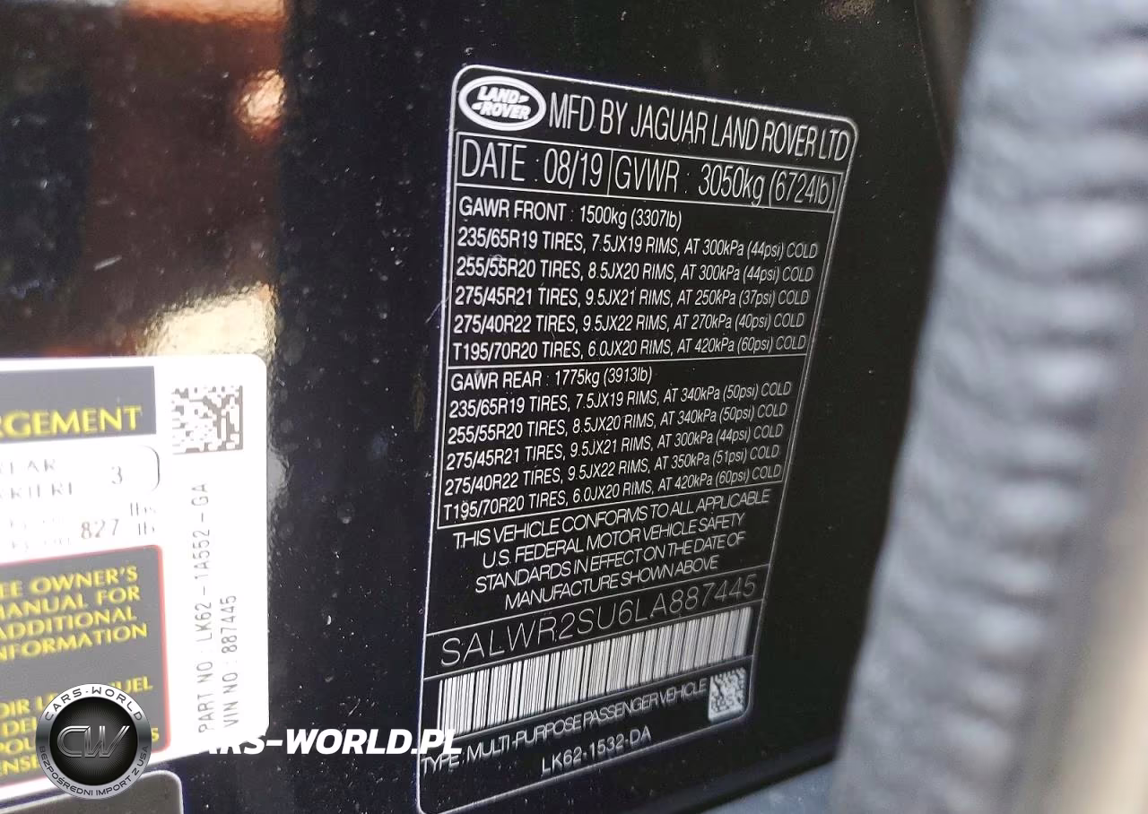 2020 Land Rover Range Rover Sport Hse VIN:SALWR2SU6LA887445 - 13