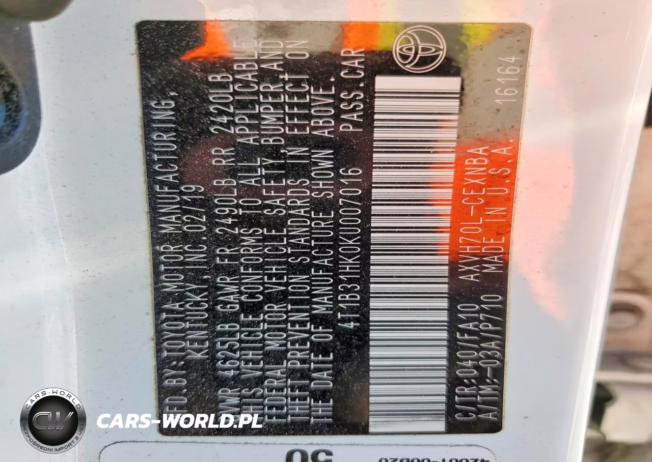 2019 Toyota Camry Hybrid Le VIN:4T1B31HK0KU007016 - 12