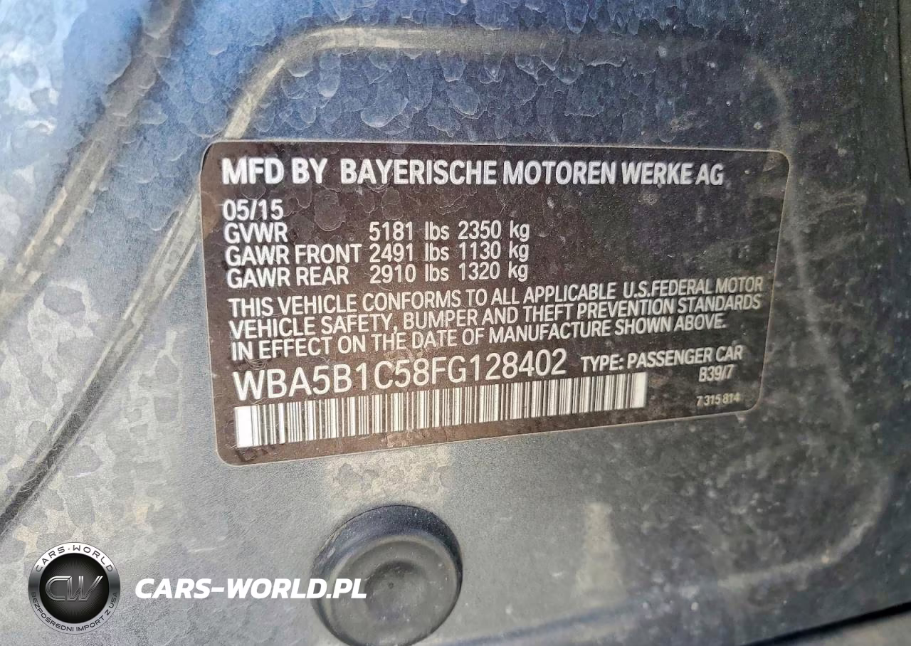2015 BMW 535 I VIN:WBA5B1C58FG128402 - 12