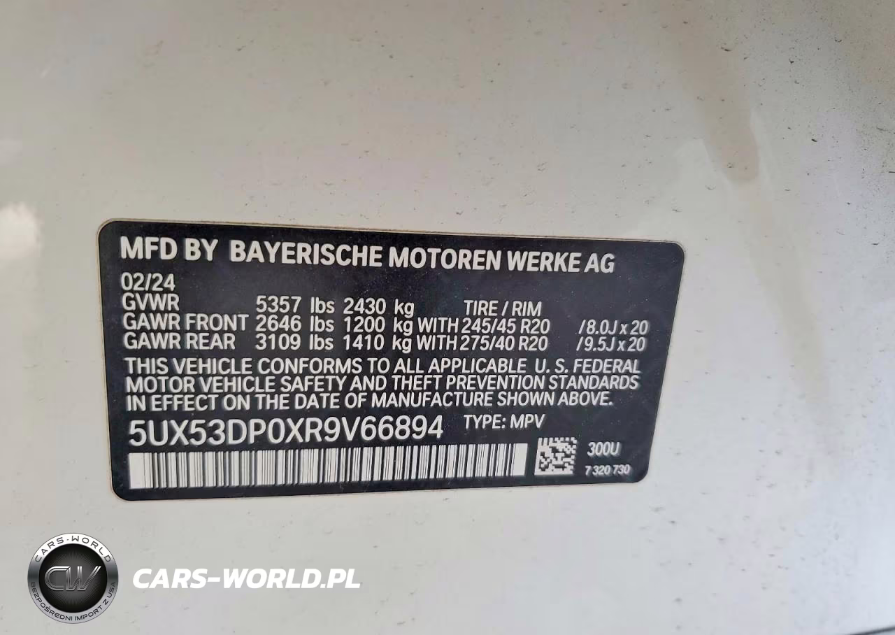 2024 BMW X3 xDrive30I VIN:5UX53DP0XR9V66894 - 12