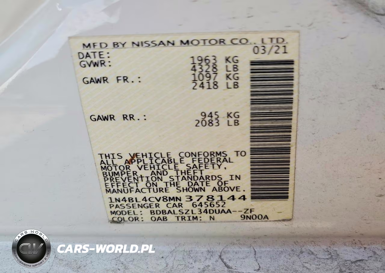 2021 Nissan Altima 2.5 Sr VIN:1N4BL4CV8MN378144 - 12