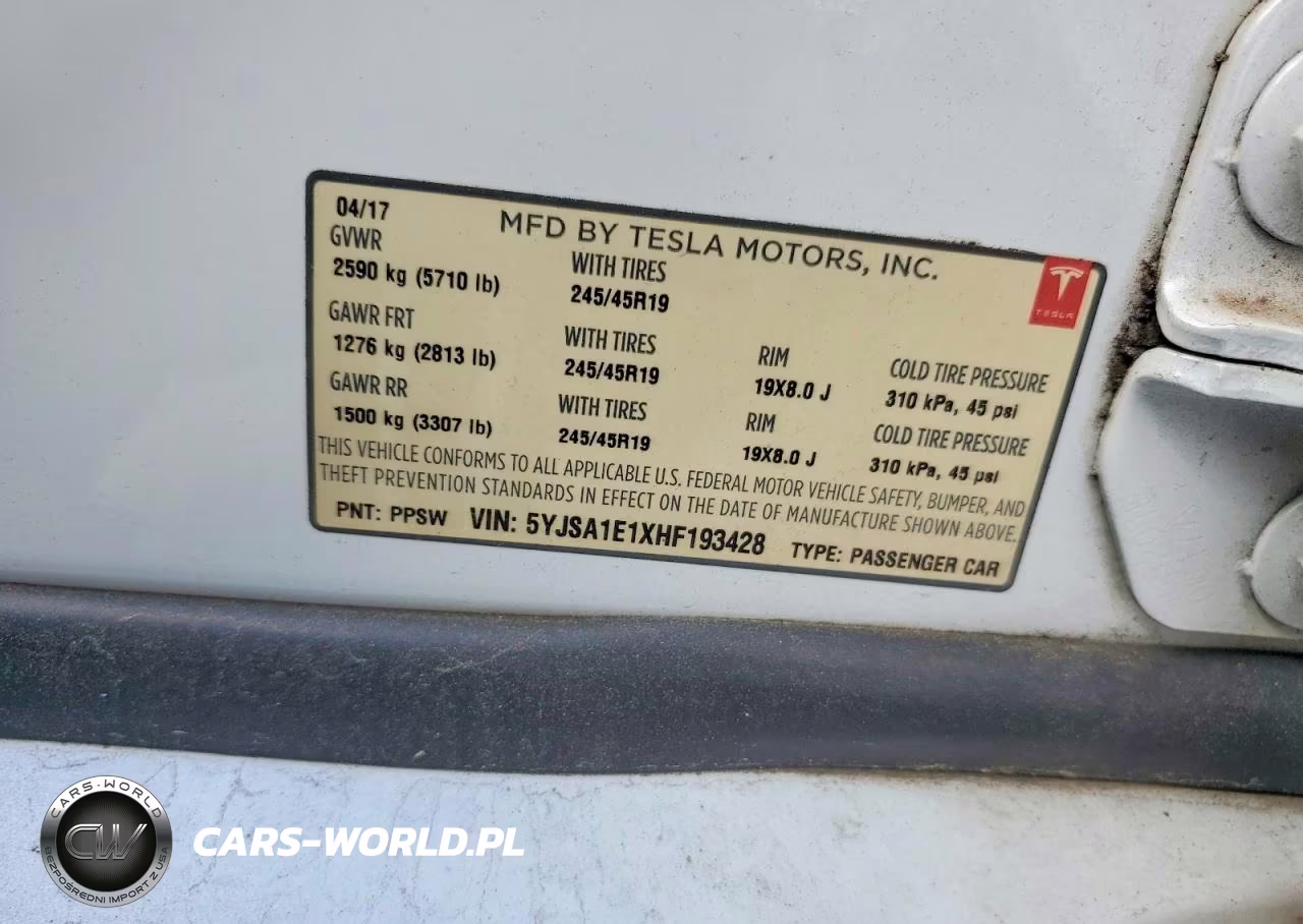 2017 Tesla Model S VIN:5YJSA1E1XHF193428 - 12