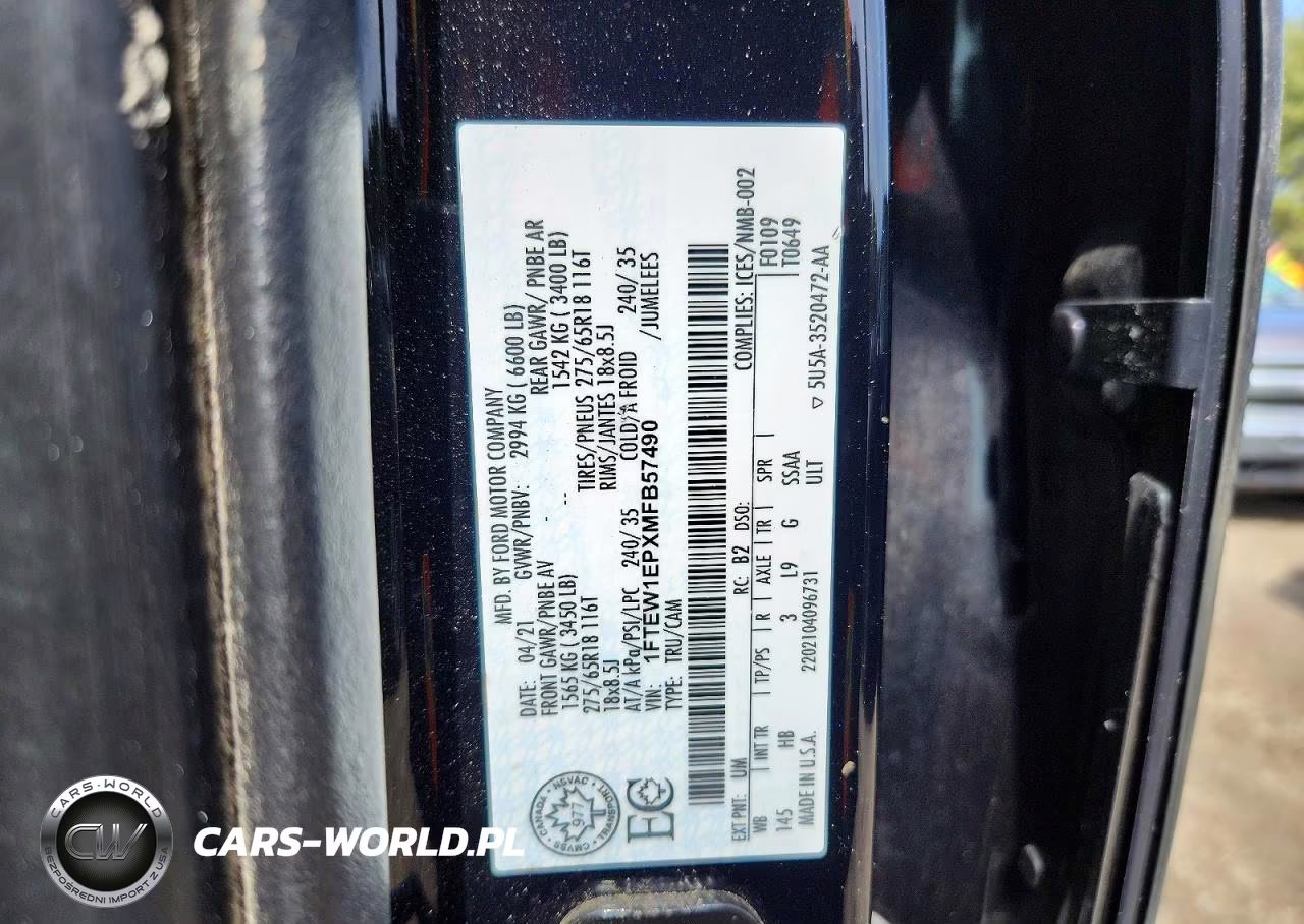 2021 Ford F150 Supercrew VIN:1FTEW1EPXMFB57490 - 12
