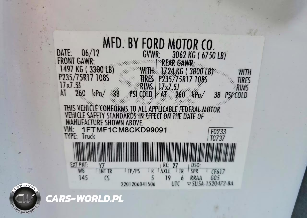 2012 Ford F150 VIN:1FTMF1CM8CKD99091 - 12