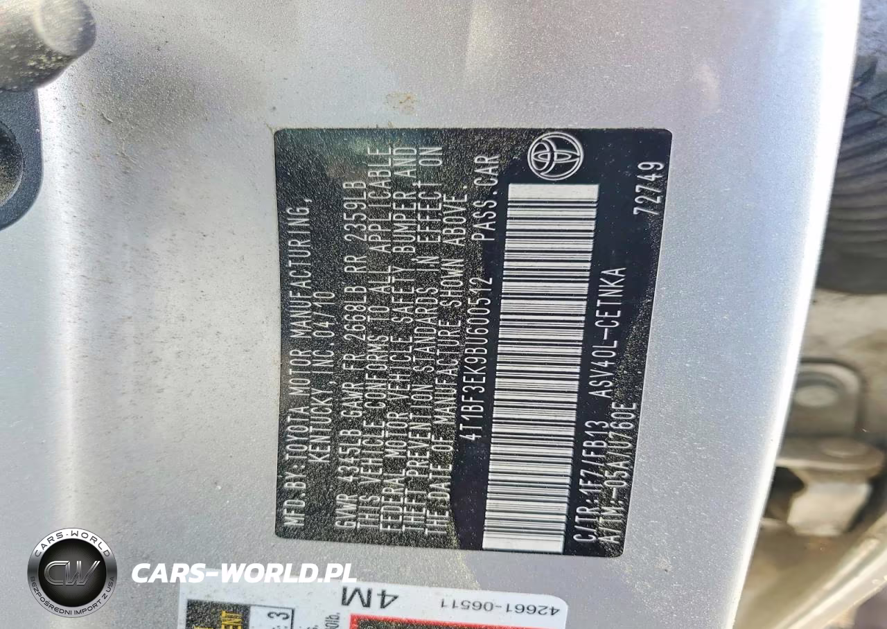 2011 Toyota Camry Base VIN:4T1BF3EK9BU600512 - 12