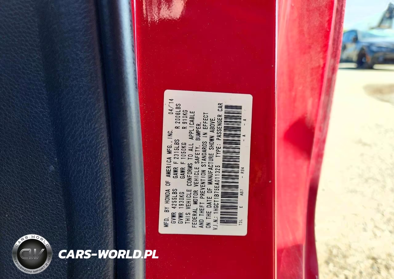 2014 Honda Accord Ex VIN:1HGCT1B75EA011325 - 12