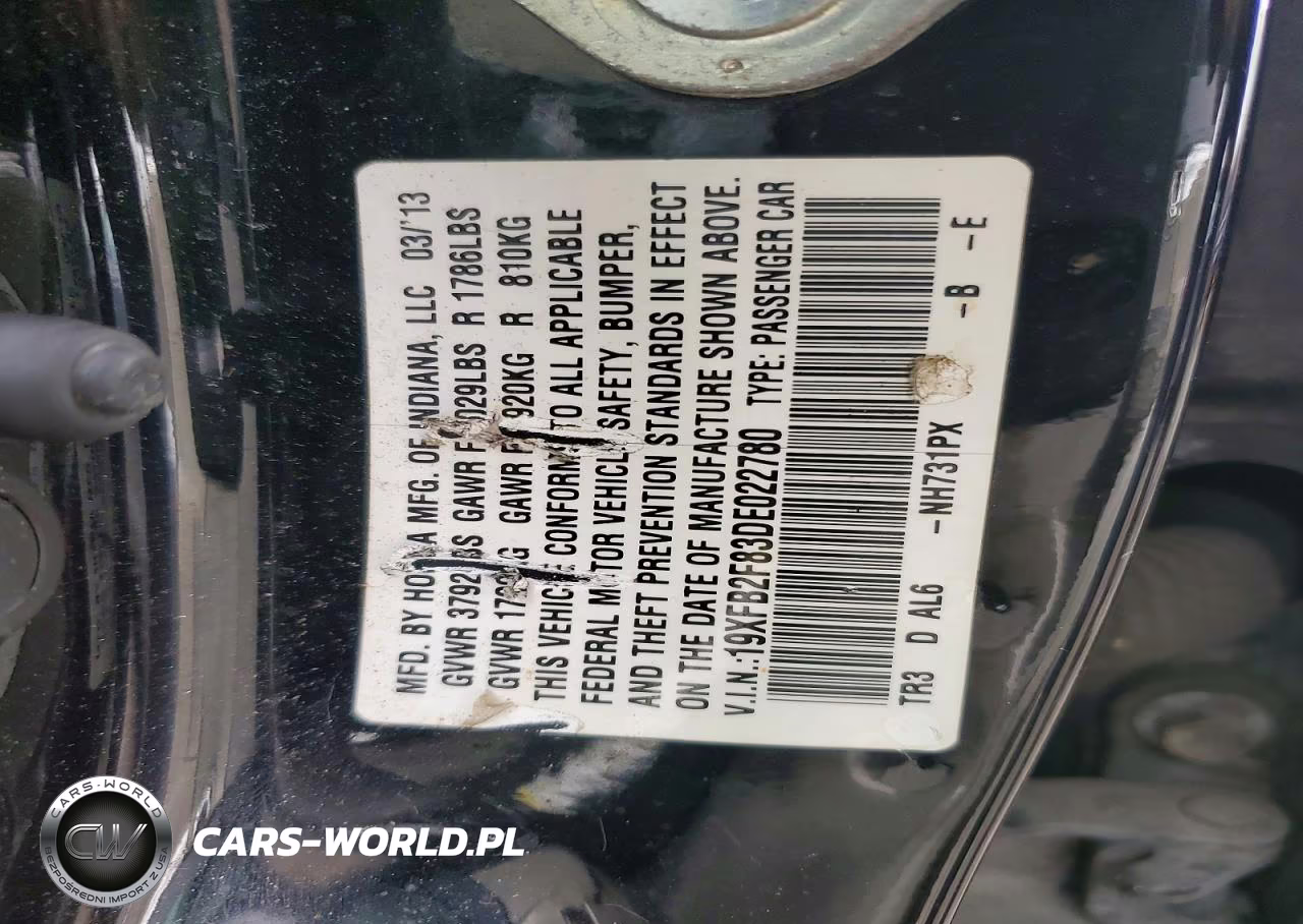 2013 Honda Civic Ex VIN:19XFB2F83DE022780 - 12