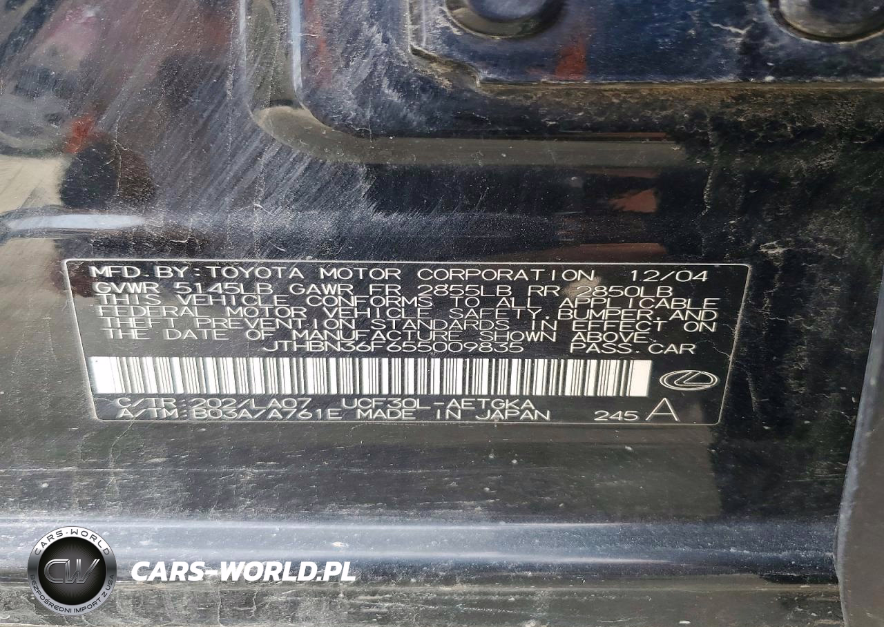 2005 Lexus Ls 430 Base VIN:JTHBN36F655009835 - 12