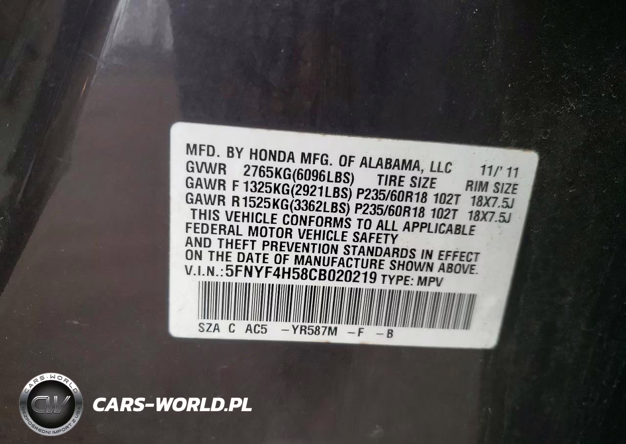 2012 Honda Pilot Exl VIN:5FNYF4H58CB020219 - 13