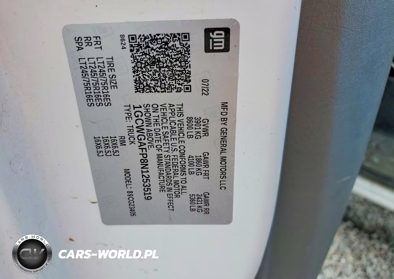 2022 Chevrolet Express G2500 VIN:1GCWGAFP8N1253519 - 12