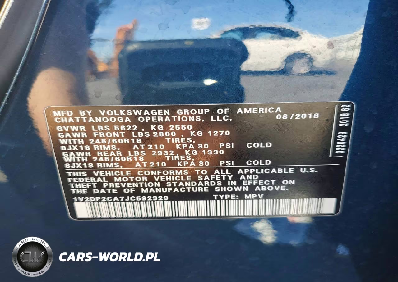 2018 Volkswagen Atlas Se VIN:1V2DP2CA7JC592329 - 12