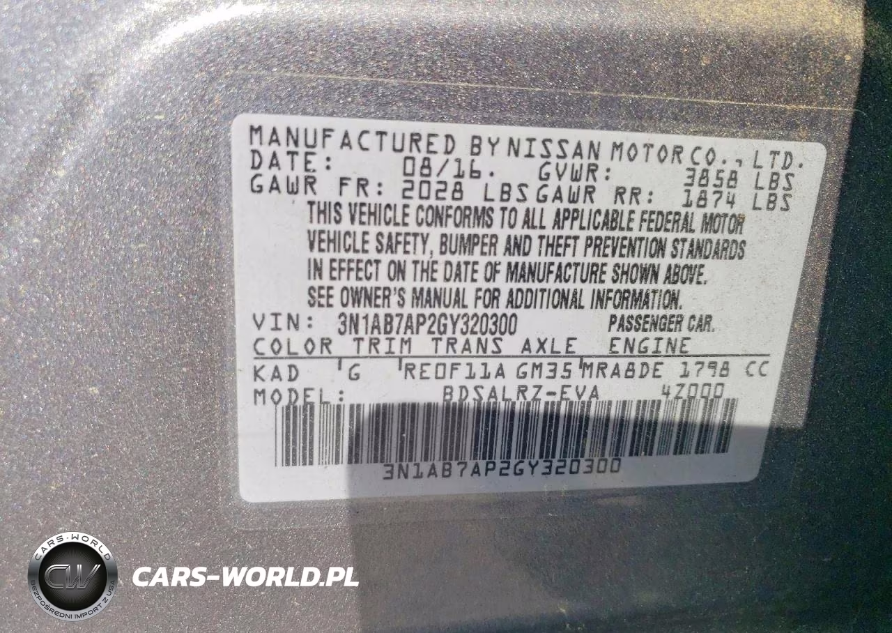 2016 Nissan Sentra Sr VIN:3N1AB7AP2GY320300 - 12