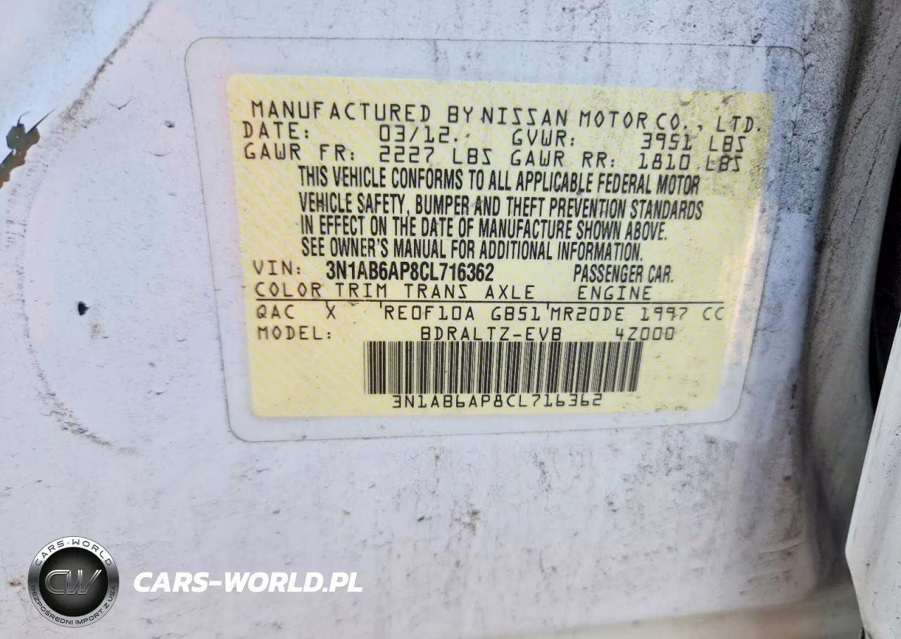 2012 Nissan Sentra 2.0 VIN:3N1AB6AP8CL716362 - 12