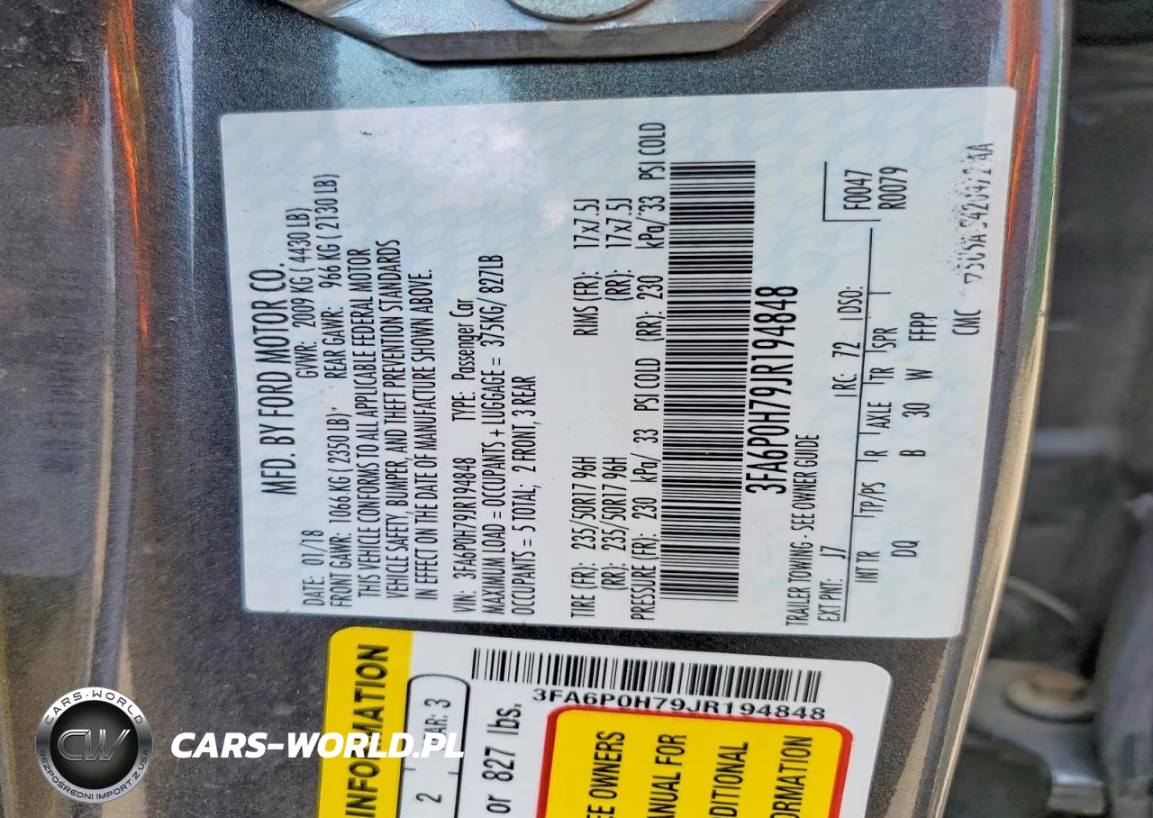 2018 Ford Fusion VIN:3FA6P0H79JR194848 - 12