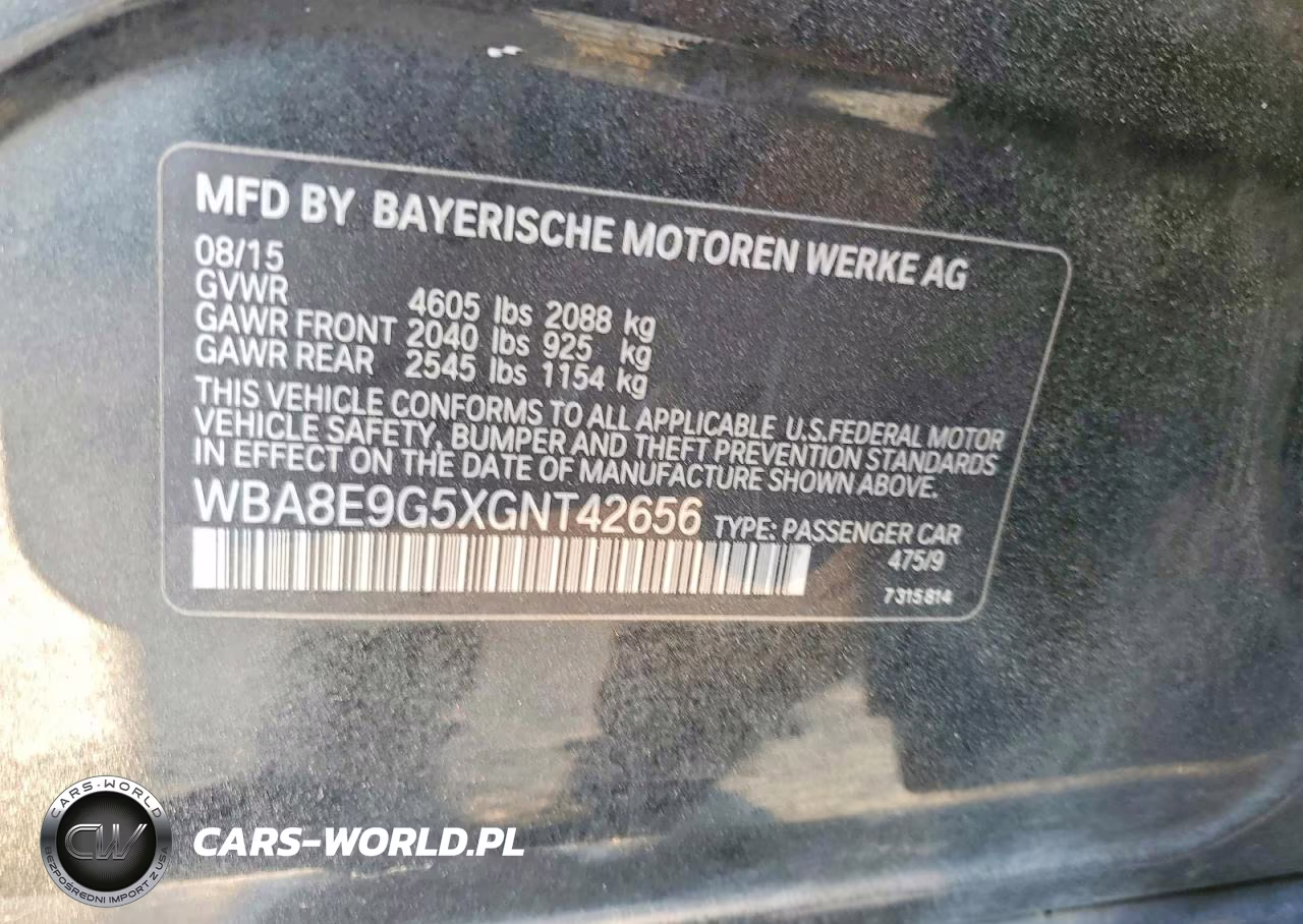 2016 BMW 328 I Sulev VIN:WBA8E9G5XGNT42656 - 13