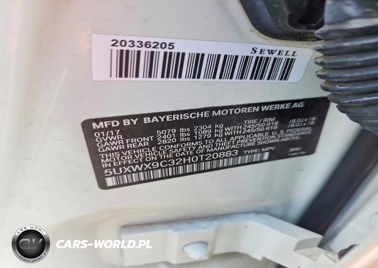 2017 BMW X3 xDrive28I VIN:5UXWX9C32H0T20883 - 14