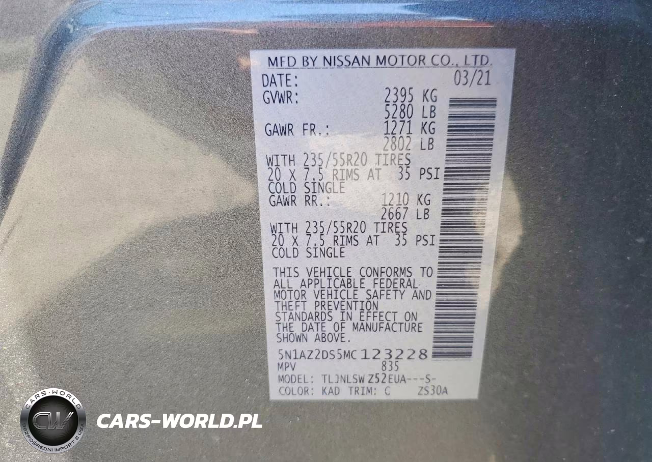 2021 Nissan Murano Platinum VIN:5N1AZ2DS5MC123228 - 13