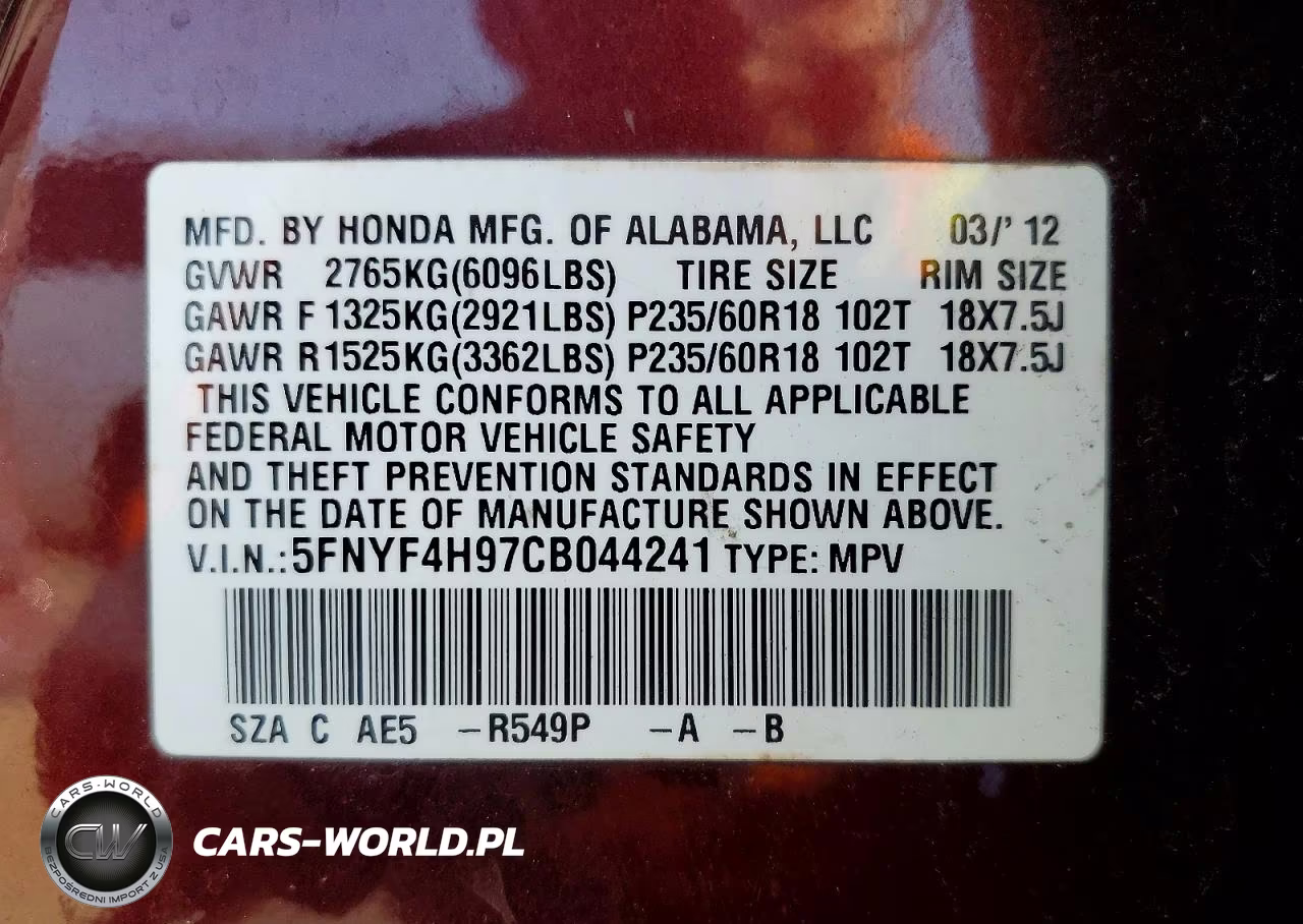 2012 Honda Pilot Touring VIN:5FNYF4H97CB044241 - 14