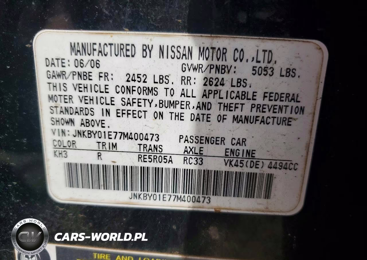 2007 Infiniti M45 Base VIN:JNKBY01E77M400473 - 12