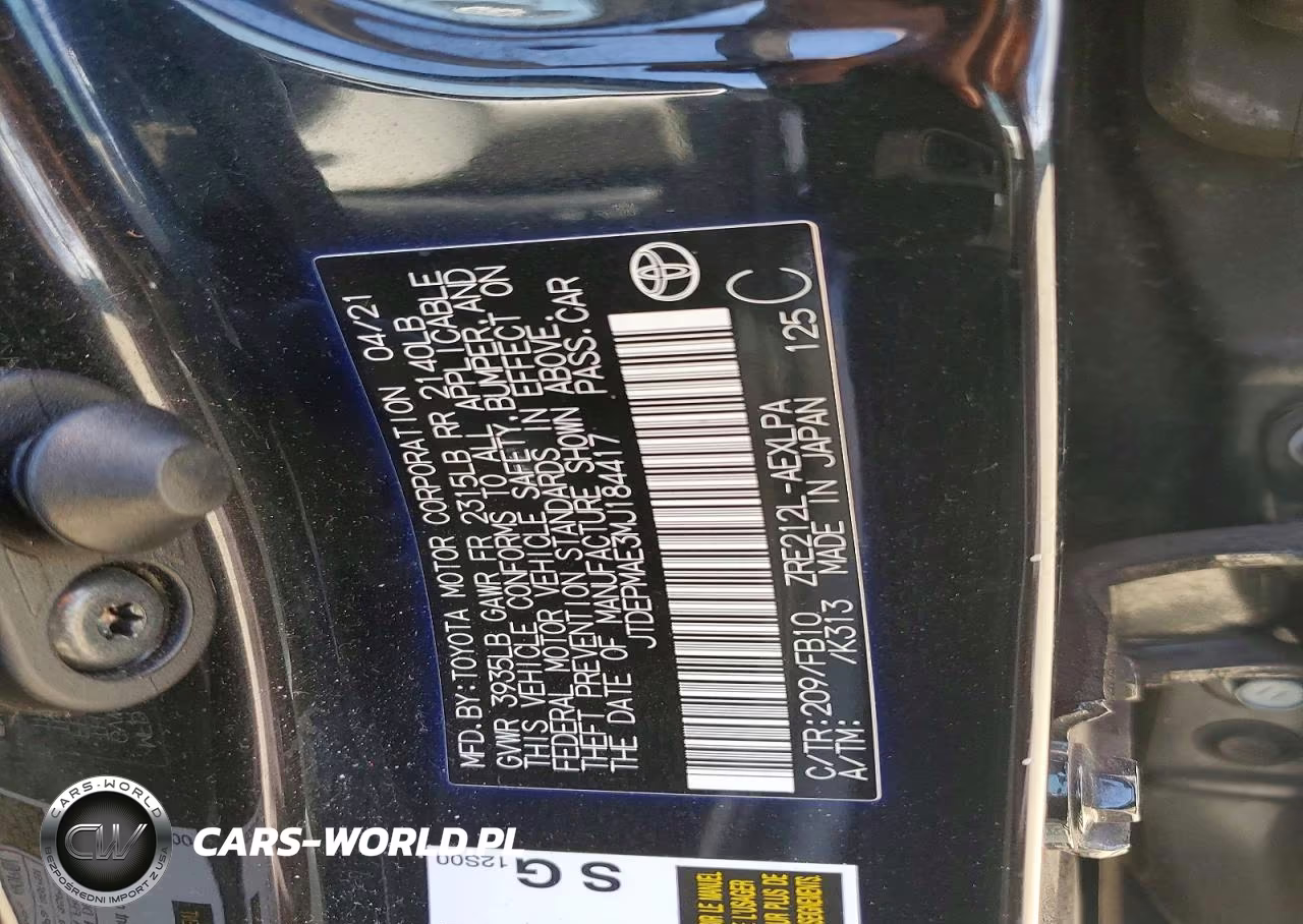2021 Toyota Corolla Le VIN:JTDEPMAE3MJ184417 - 12