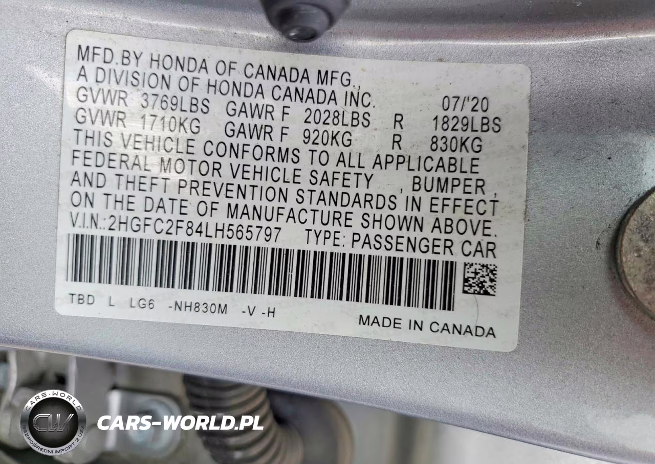 2020 Honda Civic Sport VIN:2HGFC2F84LH565797 - 12