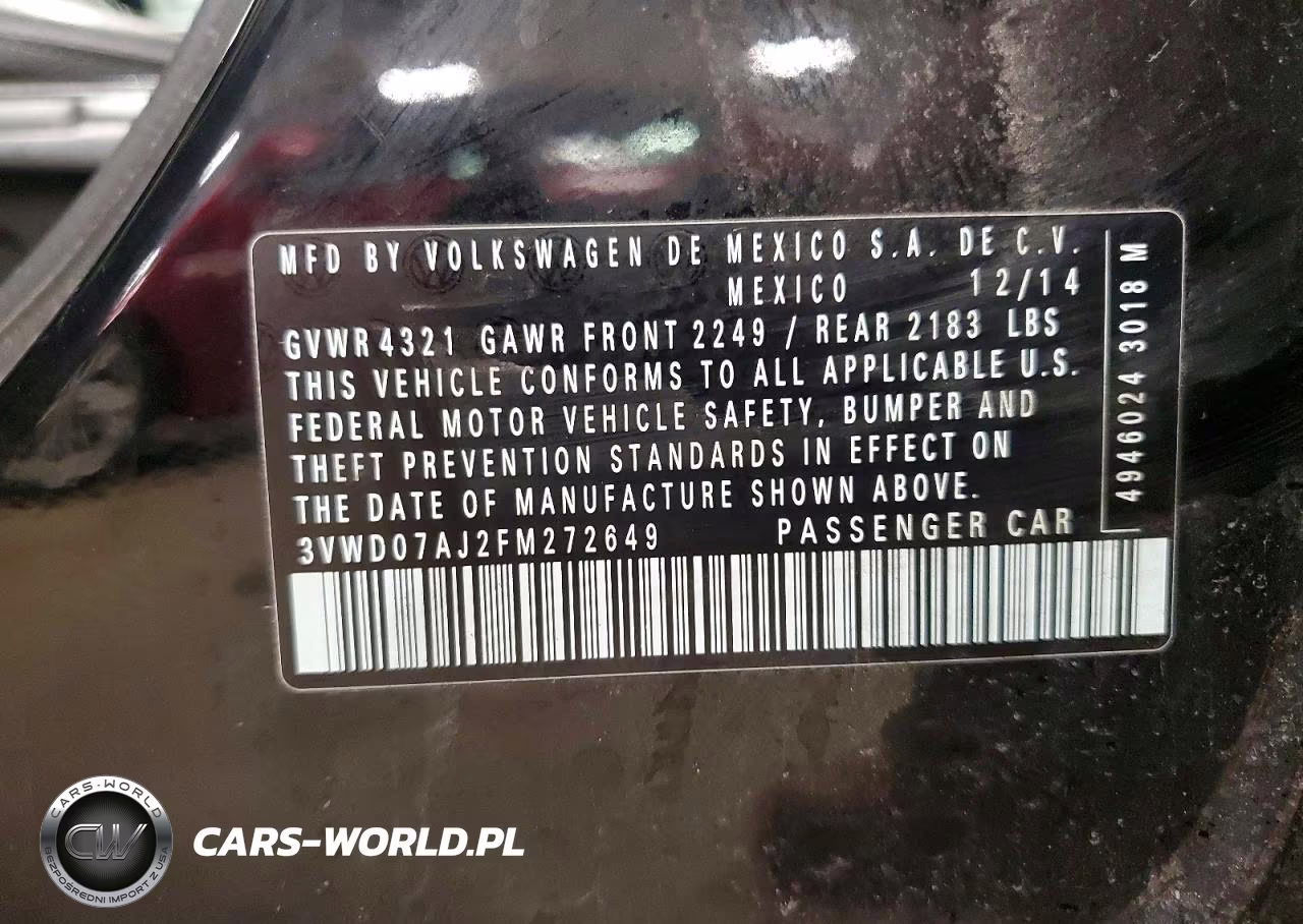 2015 Volkswagen Jetta Se VIN:3VWD07AJ2FM272649 - 12