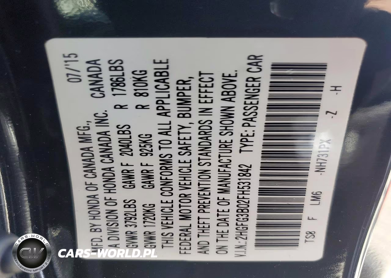 2015 Honda Civic Exl VIN:2HGFG3B02FH531842 - 13