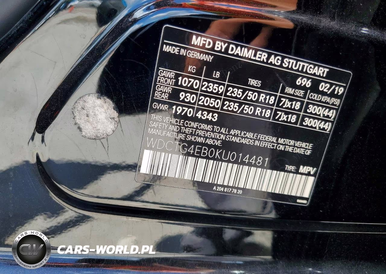 2019 Mercedes-Benz Gla 250 VIN:WDCTG4EB0KU014481 - 13