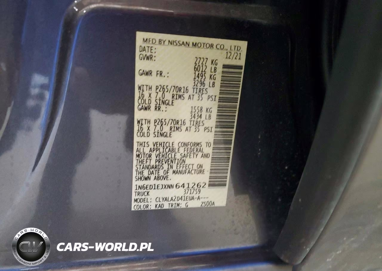 2022 Nissan Frontier S VIN:1N6ED1EJXNN641262 - 12